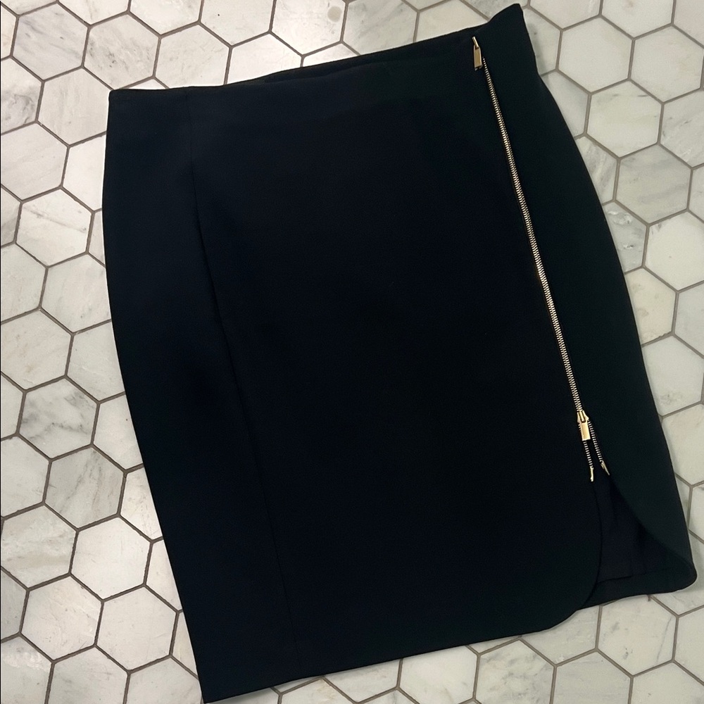 Ann Taylor Dark Navy Pencil Skirt with Gold Zipper